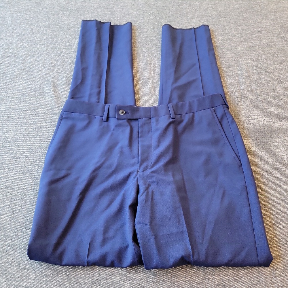 Robert Graham Dress‎ Pants Men's 36R Modern Fit Dark Blue Pleated Unhemmed